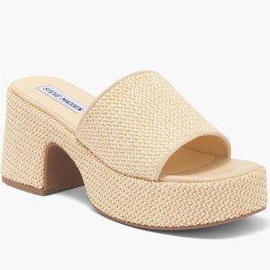 Steve Madden Cream Platform Mules with Chunky Block Heel